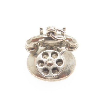 925 Sterling Silver Antique Rotary Dial Retro Phone Minimalist Charm Pendant
