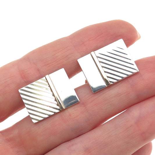 L&M Jewelry 925 Sterling Silver 14K Gold Vintage Ribbed Cufflinks