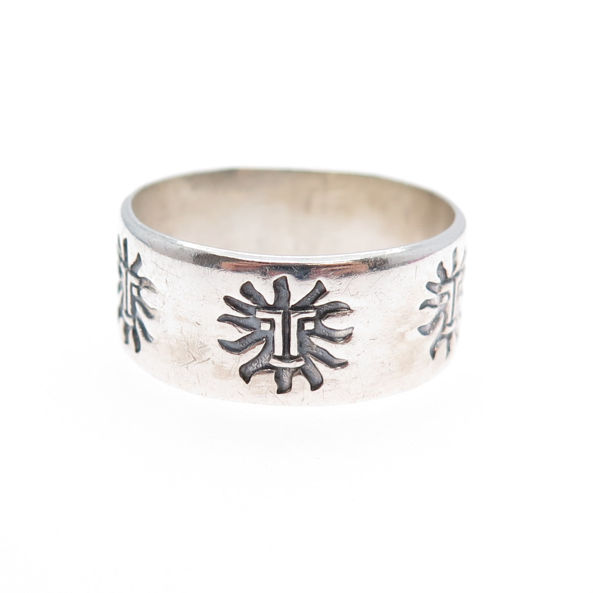 BELL TRADING POST 925 Sterling Silver Vintage Sun Symbol Band Ring Size 11.5