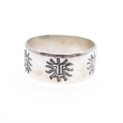 BELL TRADING POST 925 Sterling Silver Vintage Sun Symbol Band Ring Size 11.5