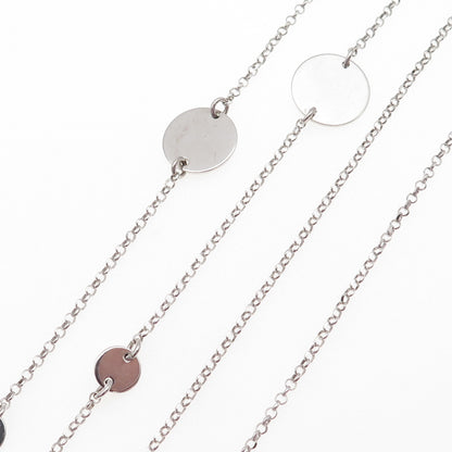 925 Sterling Silver Italy Disc by The Yard Cable Chain Necklace 36"