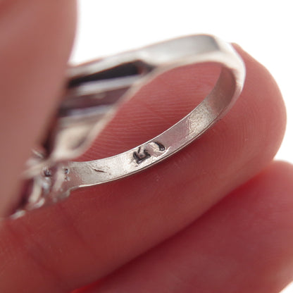 925 Sterling Silver Vintage Real Pink Tourmaline Teardrop Oxidized Ring Size 4.5