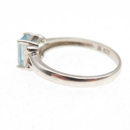 Ross Simons 925 Sterling Silver Vintage Real Emerald-Cut Blue Topaz Ring Size 8