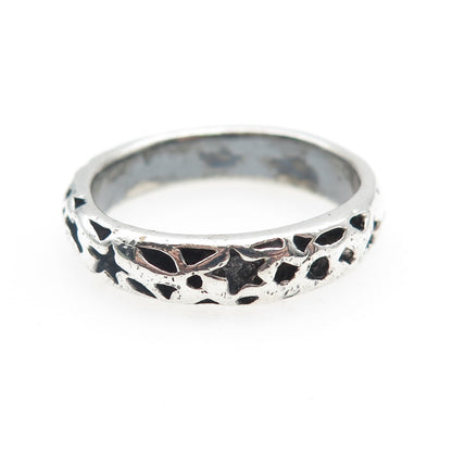 925 Sterling Silver Vintage Modernist Celestial Oxidized Band Ring Size 9.75