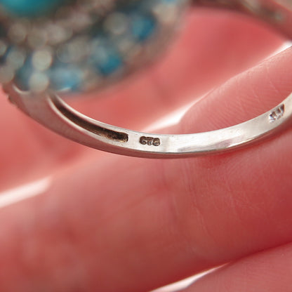 Chuck Clemency 925 Sterling Silver Real Turquoise Apatite & Topaz Ring Size 8.25