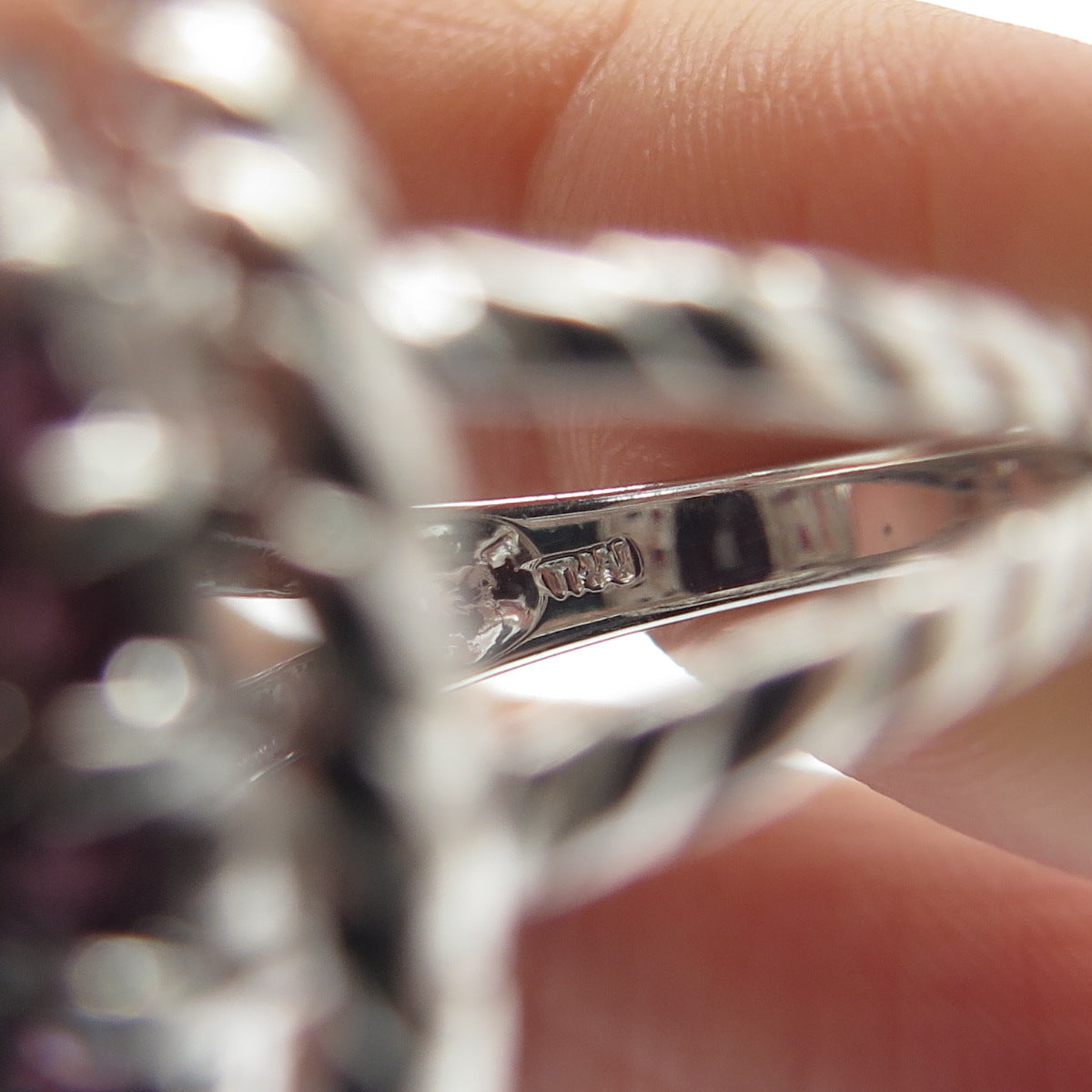 FADI 925 Sterling Silver Red Garnet & Tourmaline Twisted Statement Ring Size 7