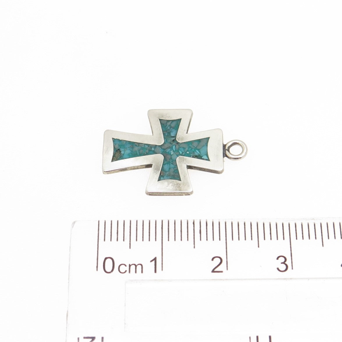 925 Sterling Silver Vintage Real Turquoise Inlay Minimalist Charm Pendant