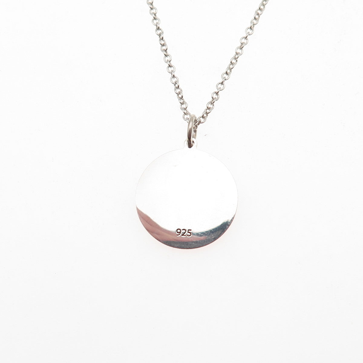 925 Sterling Silver Pink Enamel It's a Girl Round Tag Cable Chain Necklace 18"