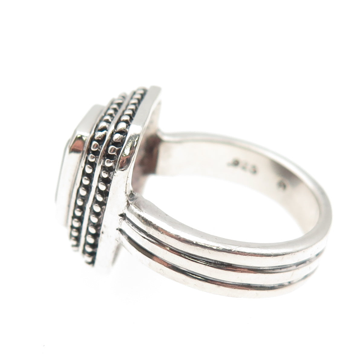 MIA T. 925 Sterling Silver Vintage Real Emerald-Cut Red Garnet Ring Size 7.25