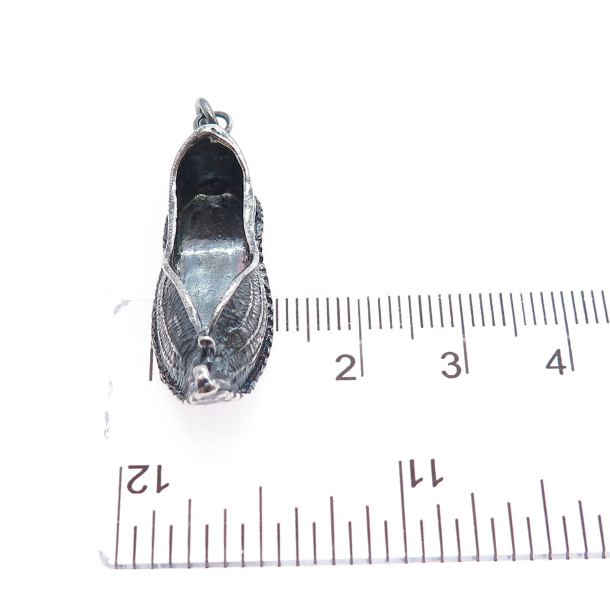 925 Sterling Silver Vintage Dutch Clogs Oxidized 3D Charm Pendant