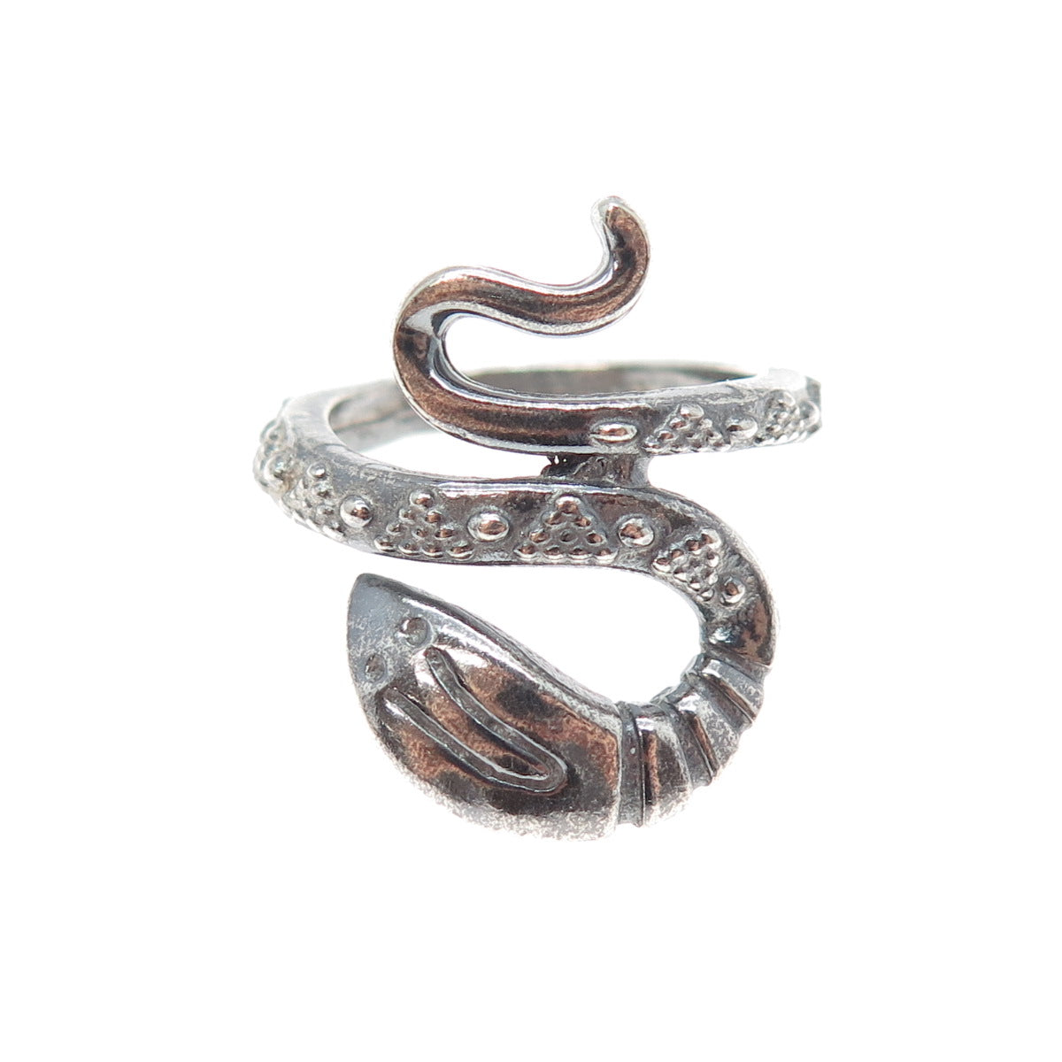 925 Sterling Silver Vintage Cobra Snake Oxidized Ring Size 8.5
