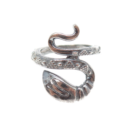 925 Sterling Silver Vintage Cobra Snake Oxidized Ring Size 8.5