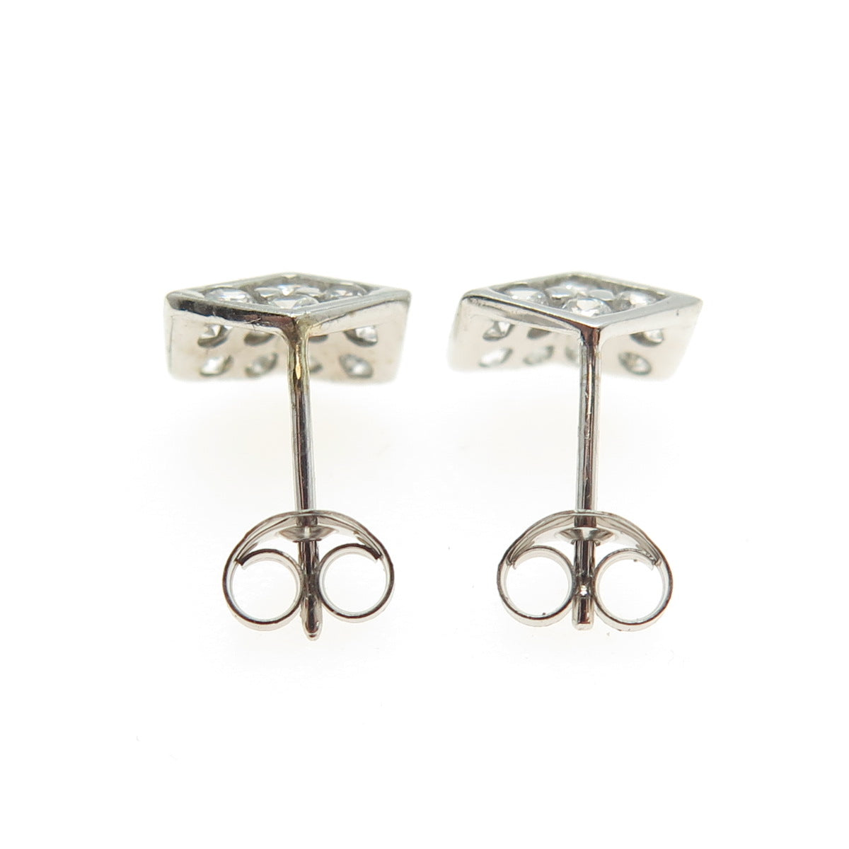 925 Sterling Silver Round-Cut C Z Cube Stud Earrings