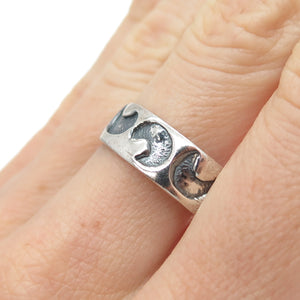 925 Sterling Silver Vintage Crescent Moon Band Ring Size 9.25