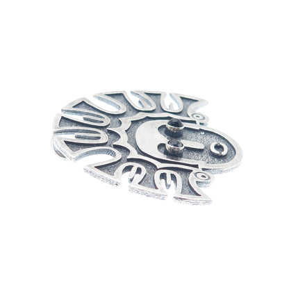 925 Sterling Silver Vintage Ecuador Tribal Goddess Oxidized Pin Pendant
