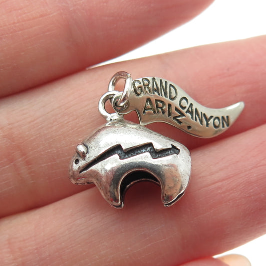 WHEELER MFG CO 925 Sterling Silver Vintage "Grand Canyon Arizona" Bull Pendant