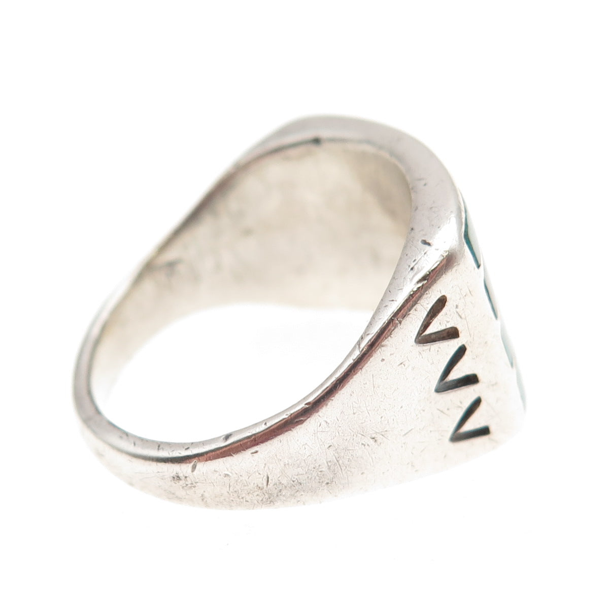 Old Pawn 925 Sterling Silver Vintage Kingman Turquoise Tribal Ring Size 10.25