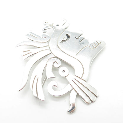 925 Sterling Silver Vintage Mexico Taxco Tribal Face Pin Brooch