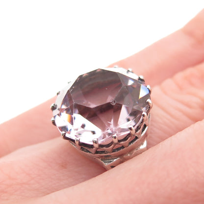 Dolan & Bullock 925 Sterling Antique Art Deco Lavender Rhinestone Ring Size 4.5