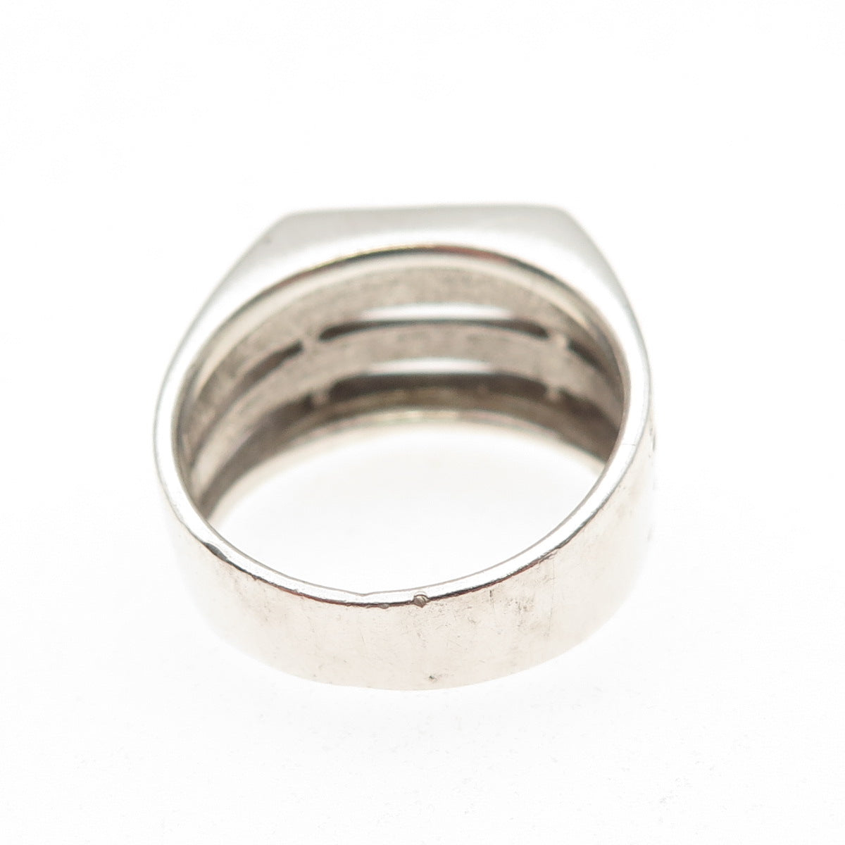 925 Sterling Silver Vintage 4-Row Signet Ring Size 6.75