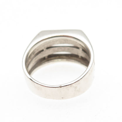 925 Sterling Silver Vintage 4-Row Signet Ring Size 6.75