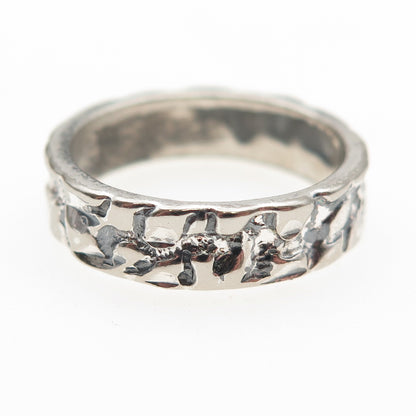 Lisa Lee Creations Sterling Silver Vintage Nugget Oxidized Band Ring Size 7.75