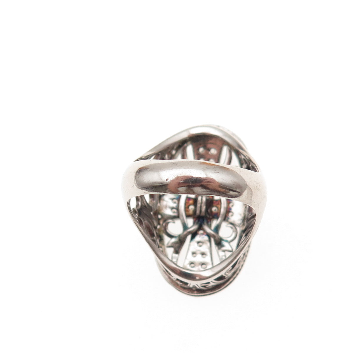 Kleo 925 Sterling Silver Vintage Round-Cut C Z Cross Oxidized Ring Size 9