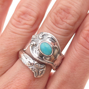 Towle Sterling Silver Vintage Real Turquoise Old Master Adjustable Ring Size 7.5