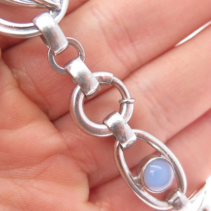 CARL ART 925 Sterling Silver Antique Art Deco Opalite Flower Bracelet 7"