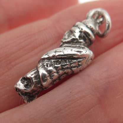 925 Sterling Silver Antique Art Deco Death God Oxidized 3D Mini Charm Pendant