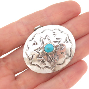 Old Pawn 925 Sterling Silver Vintage Southwestern Turquoise Pill / Snuff Box