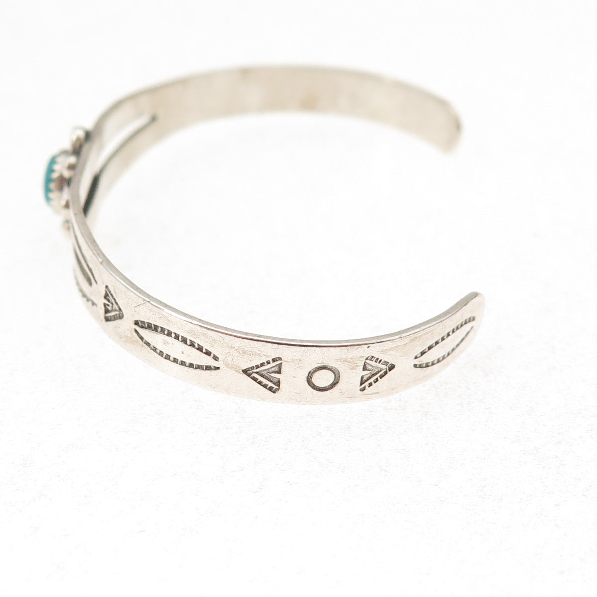 Old Pawn 925 Sterling Silver Vintage Kingman Turquoise Adjustable Bracelet 4.75"