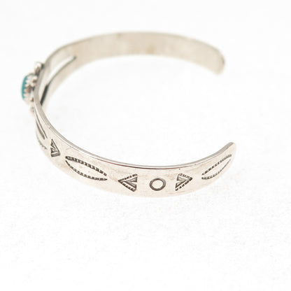 Old Pawn 925 Sterling Silver Vintage Kingman Turquoise Adjustable Bracelet 4.75"