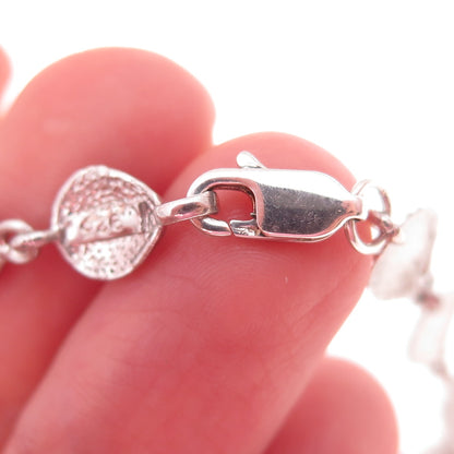 925 Sterling Silver Vintage Seashell Link Bracelet 7.5"