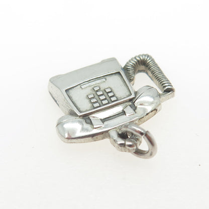 925 Sterling Silver Vintage CTO Retro Phone Minimalist Charm Pendant