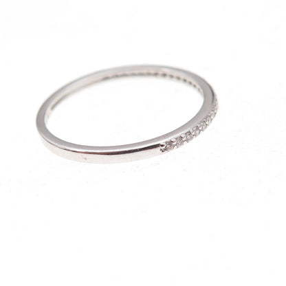 925 Sterling Silver Round-Cut C Z Half Eternity Stackable Band Ring Size 6