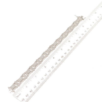 925 Sterling Silver Round-Cut C Z Panel Link Bracelet 8.5"
