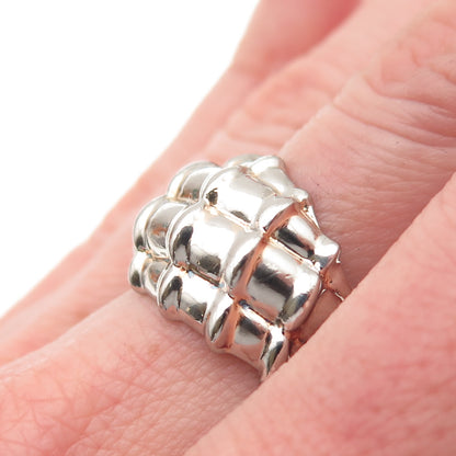 925 Sterling Silver Vintage Modernist Bamboo Ring Size 7.25