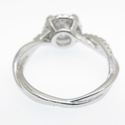 925 Sterling Silver Round-Cut C Z Engagement Ring Size 7