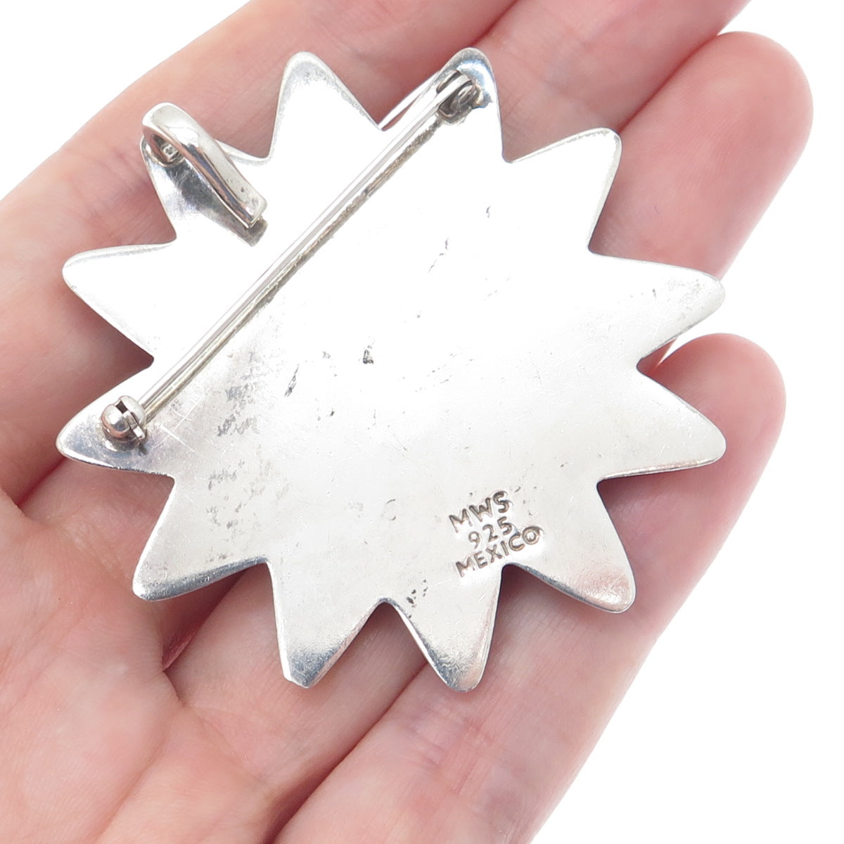 MWS Mark Wasserman Samara 925 Sterling Silver Vintage Mexico Flower Pin Pendant