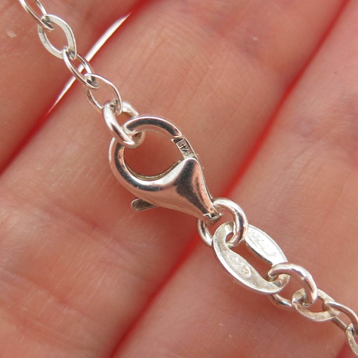 925 Sterling Silver Vintage Italy Teardrop Tassel Cable Chain Necklace 16"