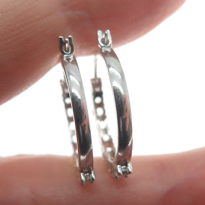 925 Sterling Silver Round-Cut Shaped C Z Hinged Hoop Earrings