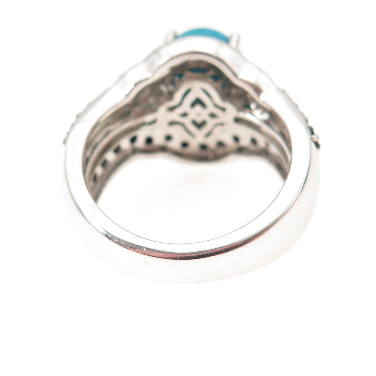 Chuck Clemency 925 Sterling Silver Real Turquoise & Black Spinel Ring Size 8.25