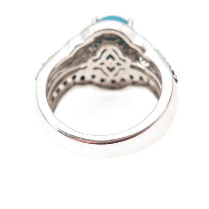 Chuck Clemency 925 Sterling Silver Real Turquoise & Black Spinel Ring Size 8.25