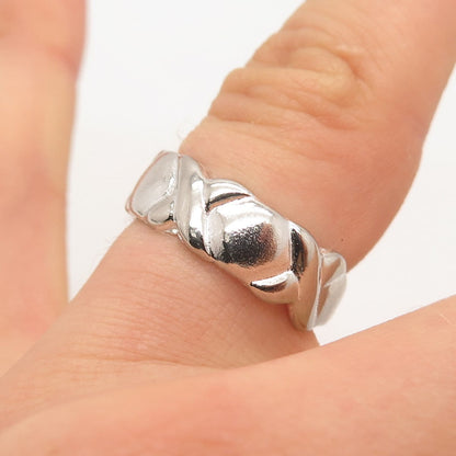 925 Sterling Silver Vintage Chapal-Zenray Inc. "X" Ribbed Ring Size 7