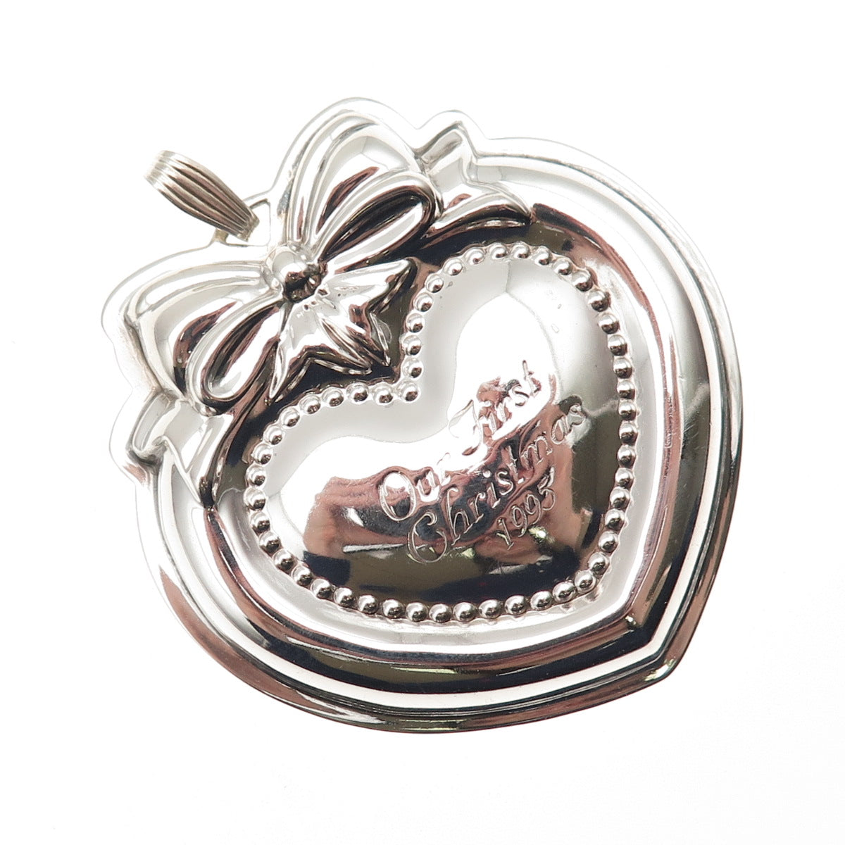 Reed & Barton Sterling Silver Vintage 1995 Our First Christmas Heart Ornament