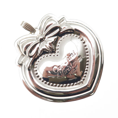 Reed & Barton Sterling Silver Vintage 1995 Our First Christmas Heart Ornament