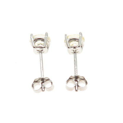 925 Sterling Silver Round-Cut Shaped Canary C Z Stud Earrings