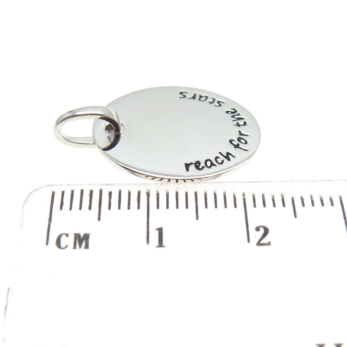 HAN 925 Sterling Silver "Reach For The Stars" Round Tag Charm Pendant