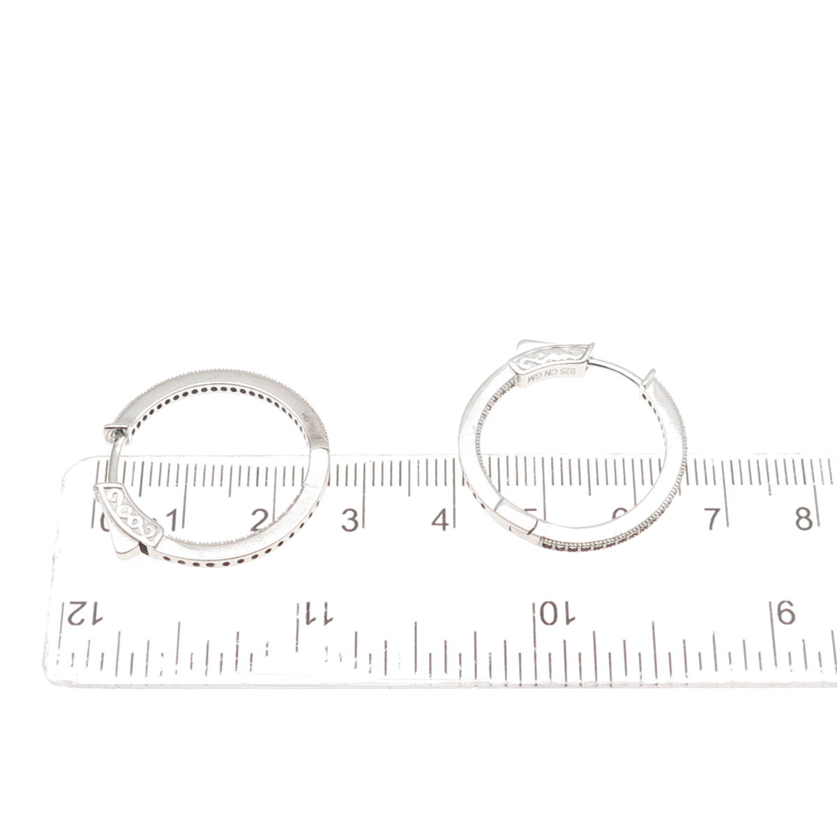 925 Sterling Silver Round-Cut C Z In & Out Hoop Earrings